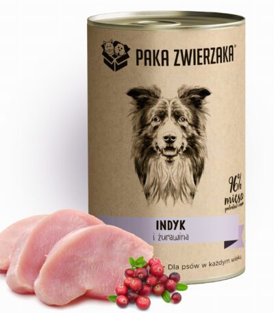 Karma mokra PZ Indyk i żurawina 400g – Paka Zwierzaka