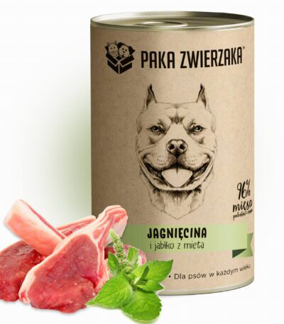 Karma mokra PZ Jagnięcina i jabłko z miętą 400g – Paka Zwierzaka