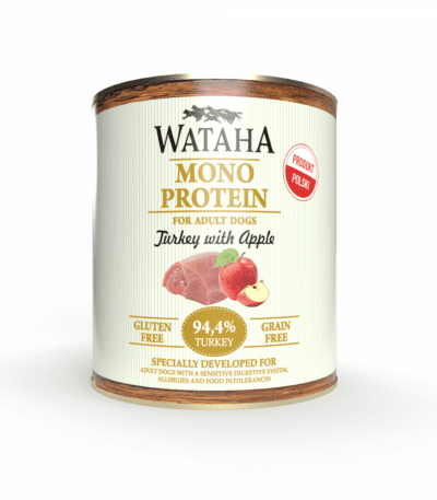 WATAHA MONO PROTEIN ADULT DOG 94,4% INDYK Z JABŁKIEM 800G