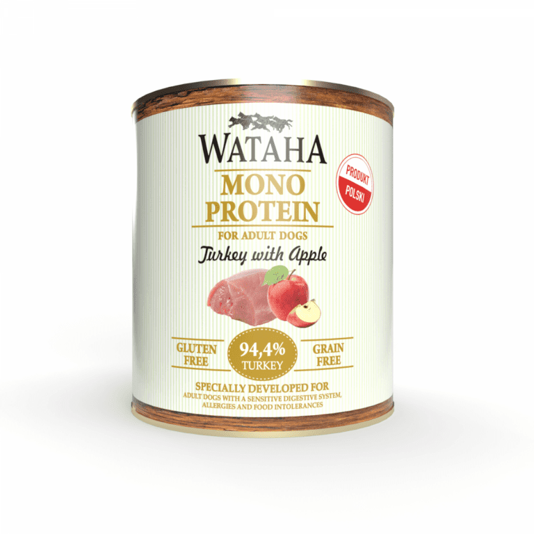 WATAHA MONO PROTEIN ADULT DOG 94,4% INDYK Z JABŁKIEM 800G