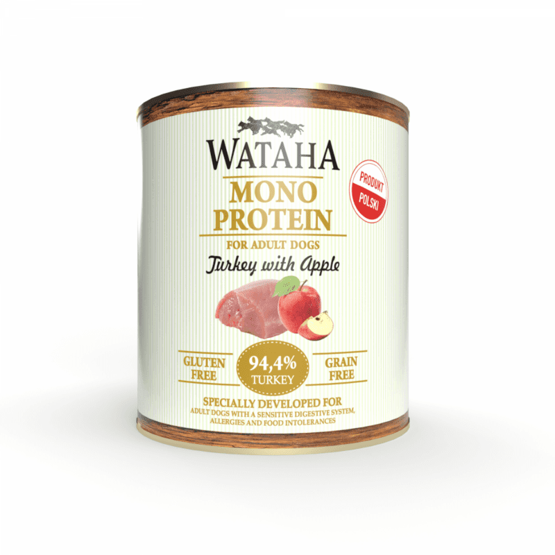 WATAHA MONO PROTEIN ADULT DOG 94,4% INDYK Z JABŁKIEM 800G