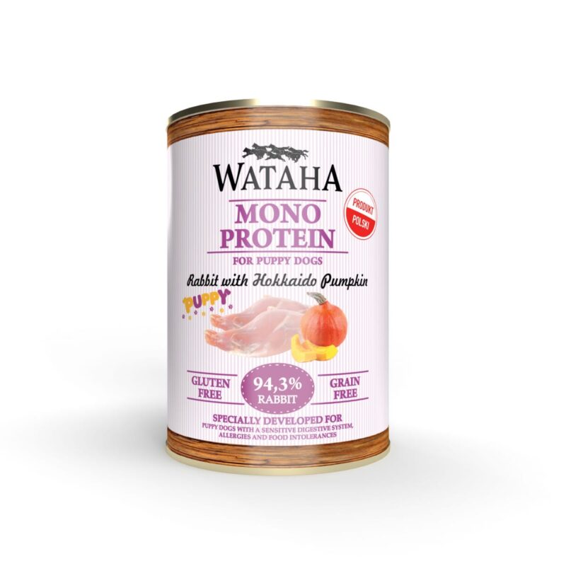 WATAHA MONO PROTEIN PUPPY 94,3% KRÓLIK Z JABŁKIEM i DYNIĄ HOKKAIDO 400G