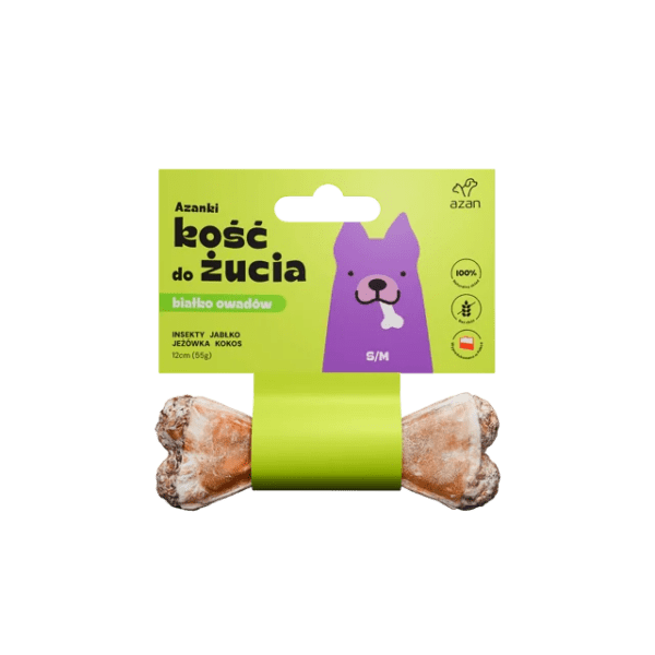 Azanki - Kość do żucia S/M z insektami, jabłkiem, jeżówką i kokosem 12cm