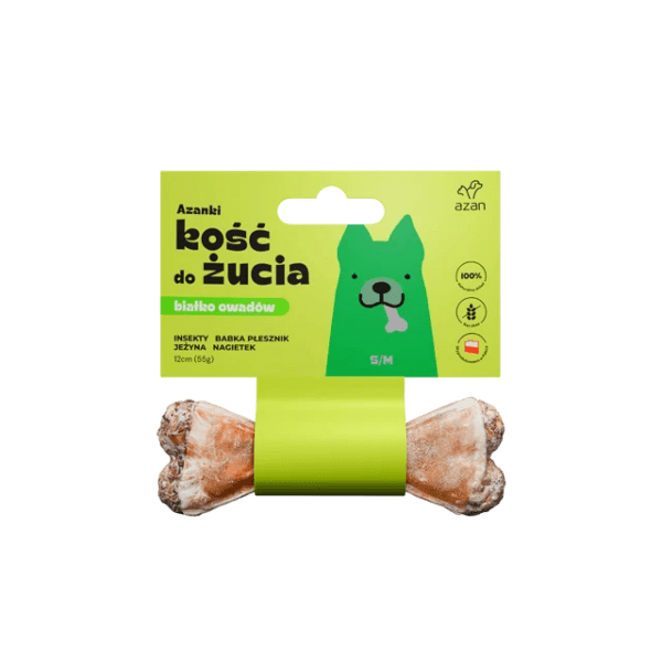 Azanki - Kość do żucia S/M z insektami, babką płesznik, jeżyną i nagietkiem 12cm