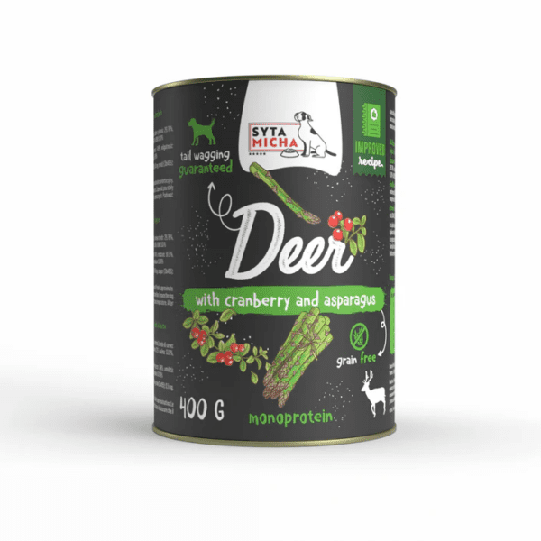 Syta Micha Mokra karma dla psa jeleń z żurawiną i szparagami 400g