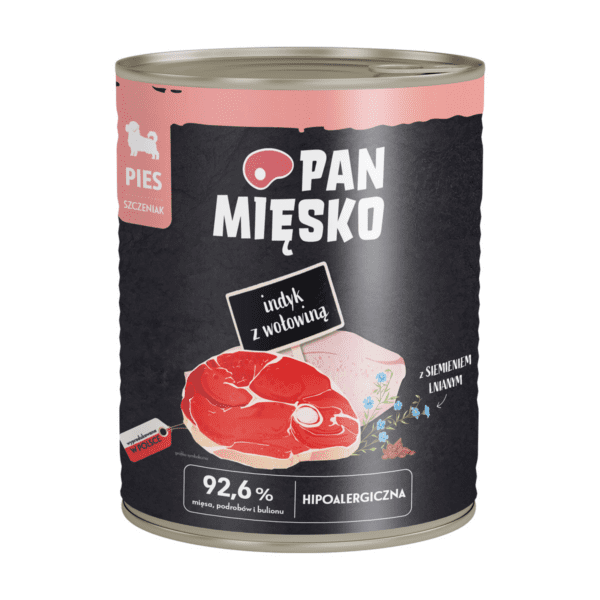 Karma mokra dla psa Pan Mięsko Indyk z wołowiną 800 g (szczeniak)