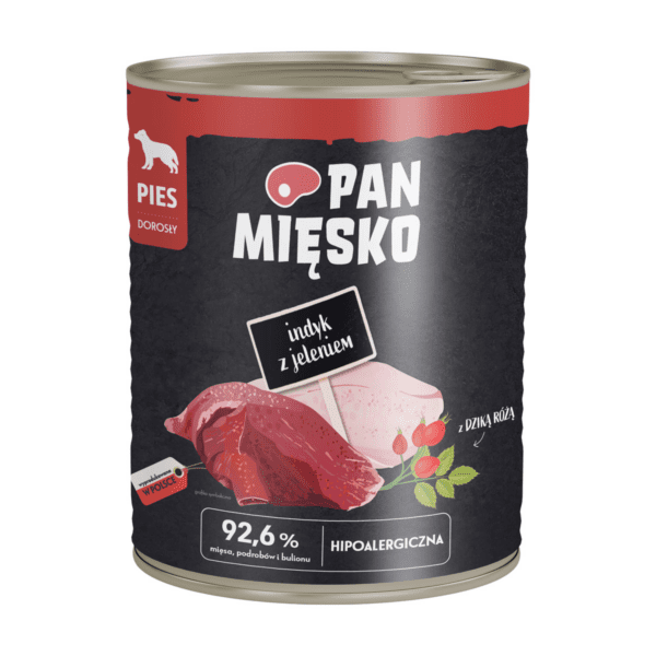 Karma mokra dla psa Pan Mięsko Indyk z jeleniem 800 g