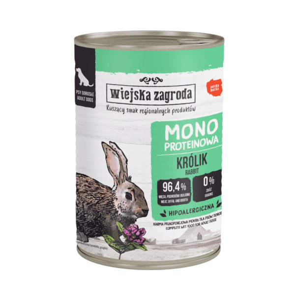 Karma mokra dla psa Wiejska Zagroda Królik monoproteinowa 400 g