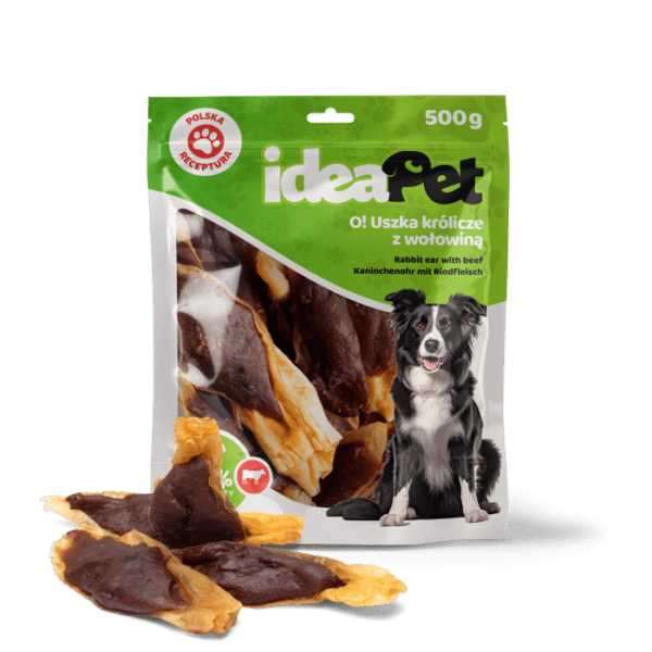 ideaPet Uszka królicze z wołowiną 500g
