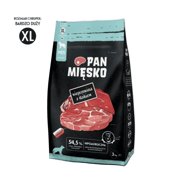 Karma sucha dla psa Pan Mięsko Wieprzowina z dzikiem XL 3 kg