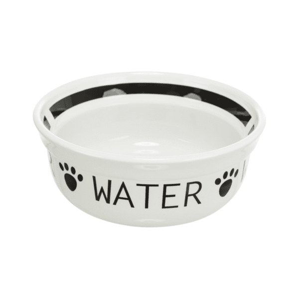 Miska ceramiczna Water, dla psa, biało/czarna, 0.6 l/15 cm