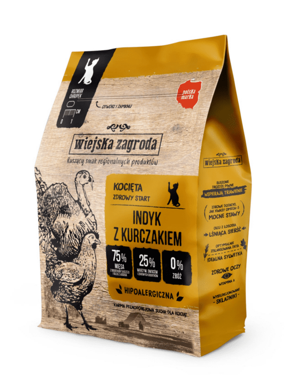 Wiejska Zagroda karma sucha dla kota Indyk z kurczakiem kocięta 400 g