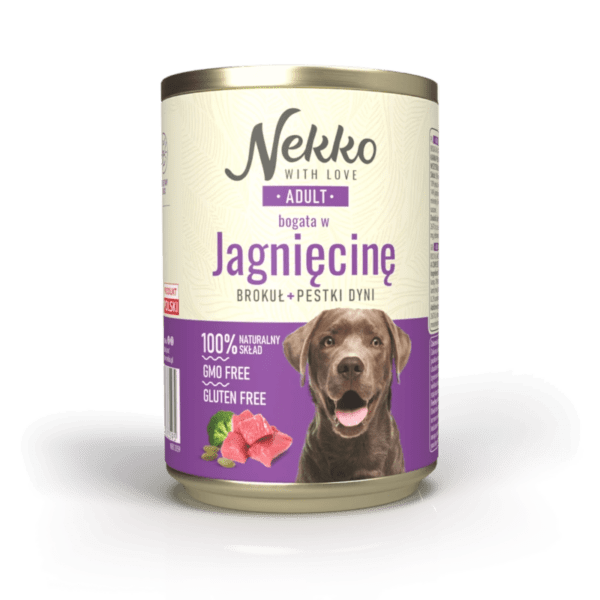 NEKKO puszka pies ADULT bogata w jagnięcinę, brokuł + pestki dyni 400g