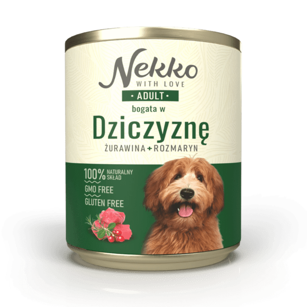 NEKKO puszka pies ADULT bogata w dziczyznę, rozmaryn + żurawina 800g