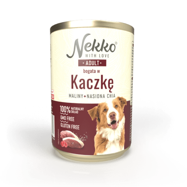 NEKKO puszka pies ADULT bogata w kaczkę, maliny + nasiona chia 400g