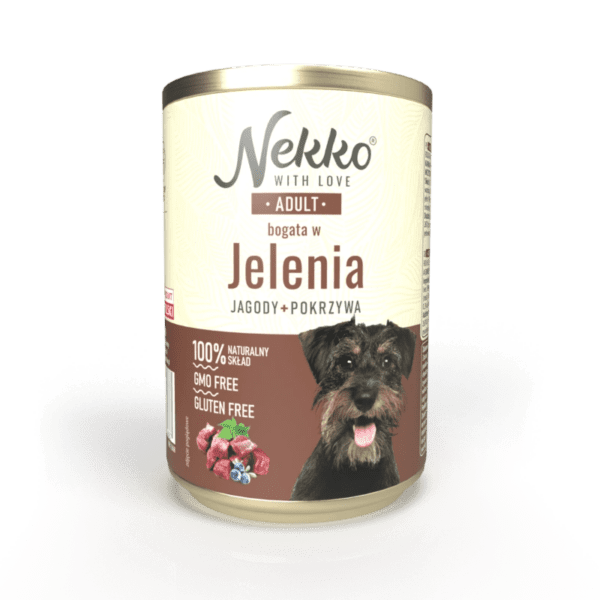 NEKKO puszka pies ADULT bogata w jelenia, jagody + pokrzywa 400g