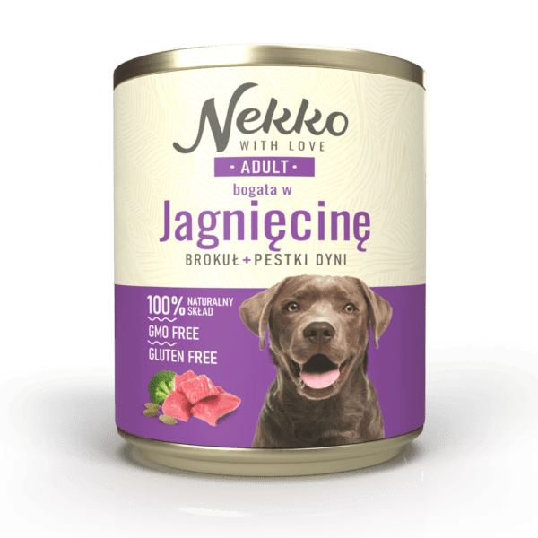 NEKKO puszka pies ADULT bogata w jagnięcinę, brokuł + pestki dyni 800g