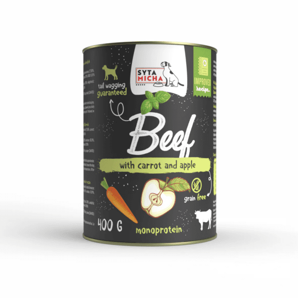 Syta Micha Karma mokra dla psa wołowina z marchewką, jabłkiem i bazylią 400g