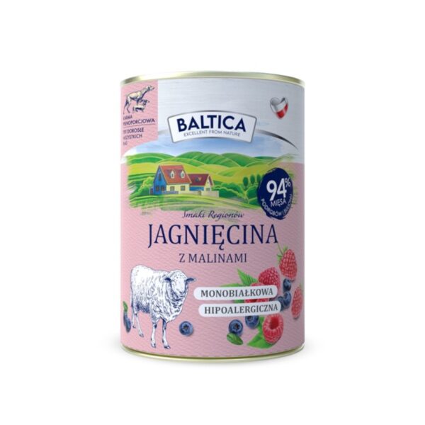 Karma mokra jagnięcina z malinami 400g - Baltica