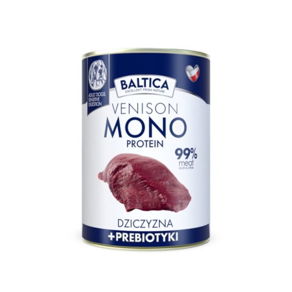 Karma mokra Venison 99% & prebiotics 400g - Baltica