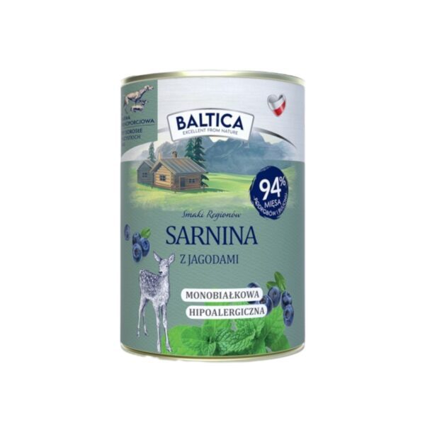 Karma mokra Sarnina z jagodami 400g - Baltica