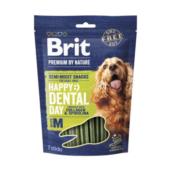 Brit Premium Dog Happy Snacks Dental Stick with Collagen & Spirulina M 180g