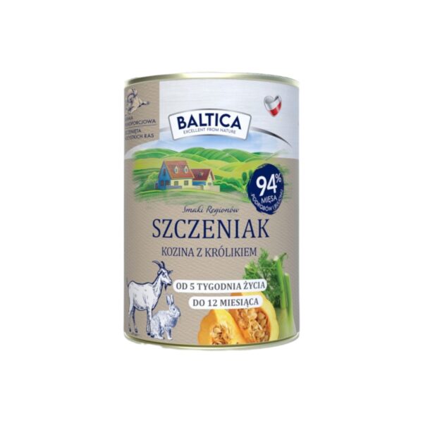 Karma mokra Szczeniak Kozina z królikiem 400g - Baltica