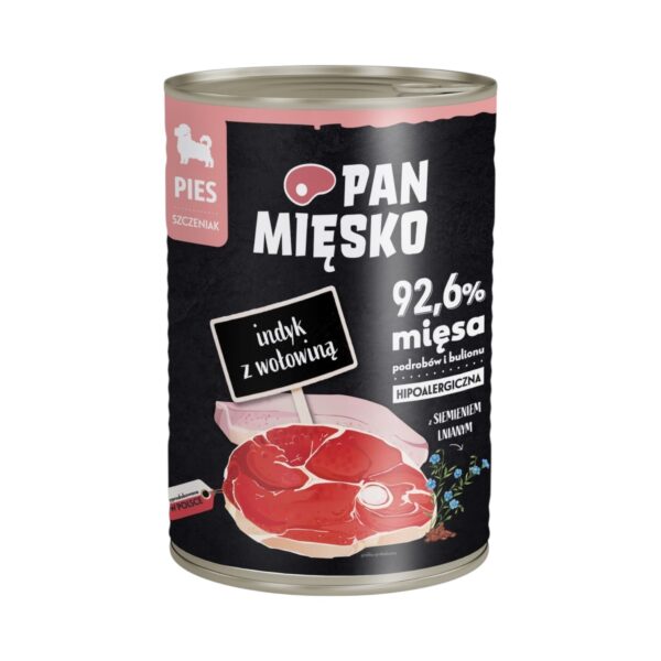 Karma mokra dla psa Pan Mięsko Indyk z wołowiną 400 g (szczeniak)