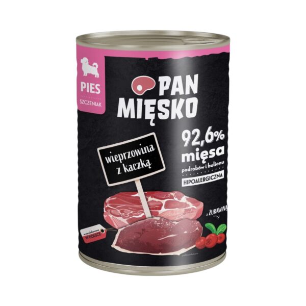 Pan Mięsko Karma mokra dla psa Wieprzowina z kaczką (szczeniak) 400g