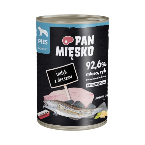 Karma mokra dla psa Pan Mięsko Indyk z dorszem 400 g