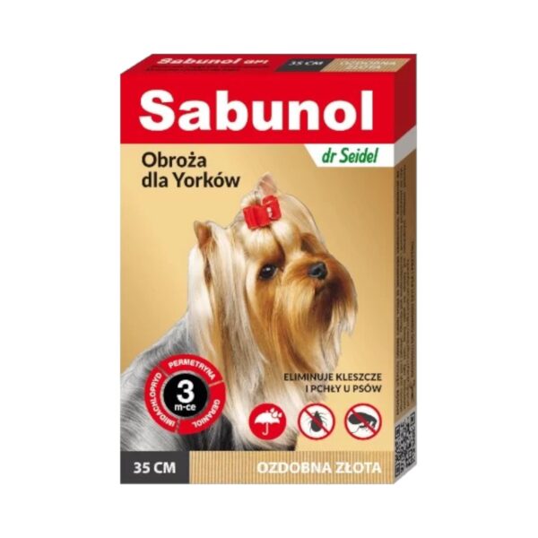 Sabunol obroża ozdobna złota dla Yorków 35 cm