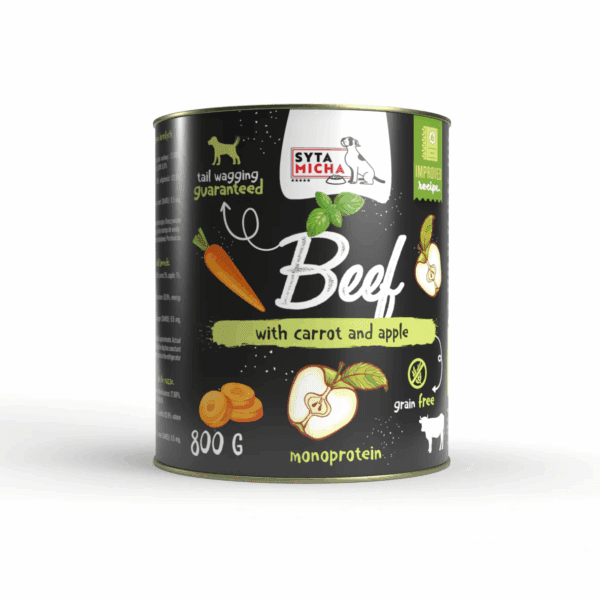 Syta Micha Karma mokra dla psa wołowina z marchewką, jabłkiem i bazylią 800g