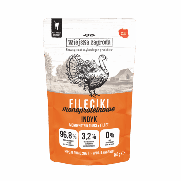 Karma mokra dla kota Wiejska Zagroda Fileciki Indyk (dorosły) 85g